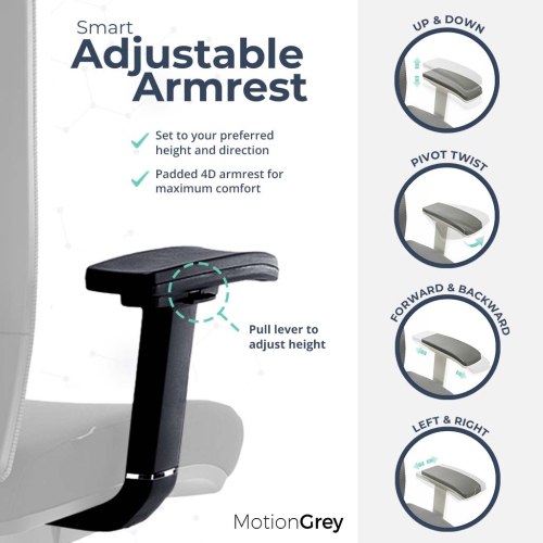 MotionGrey CloudMesh Ergonomic Office Chair-Comfy High Mesh Back Support with Adjustable Armrests-Black Desk Computer Chairs Perfect for Home Gaming