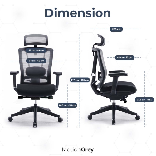 MotionGrey CloudMesh Ergonomic Office Chair-Comfy High Mesh Back Support with Adjustable Armrests-Black Desk Computer Chairs Perfect for Home Gaming
