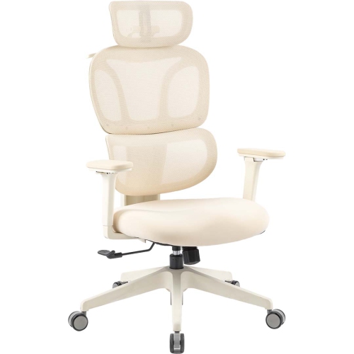 MotionGrey - Mellow Ergonomic Office Chair-Comfy High Mesh Back Support with Adjustable Armrests-Beige Desk Computer Chairs Perfect for Home Gaming