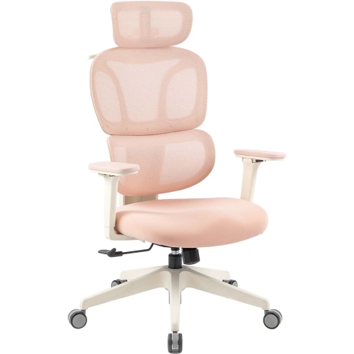 MotionGrey - Fauteuil de bureau ergonomique Mellow - Dossier en filet confortable avec accoudoirs réglables - Bureau rose Chaises d'ordinateur