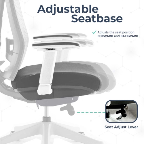 MotionGrey CloudMesh Ergonomic Office Chair-Comfy High Mesh Back Support with Adjustable Armrests -White Desk Computer Chairs Perfect for Home Gaming