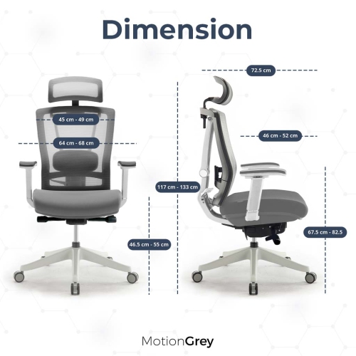 MotionGrey CloudMesh Ergonomic Office Chair-Comfy High Mesh Back Support with Adjustable Armrests -White Desk Computer Chairs Perfect for Home Gaming