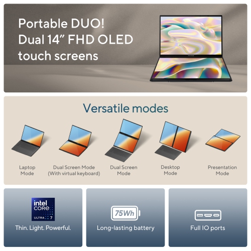 ASUS Zenbook Duo AI Ready Dual Touchscreen Laptop