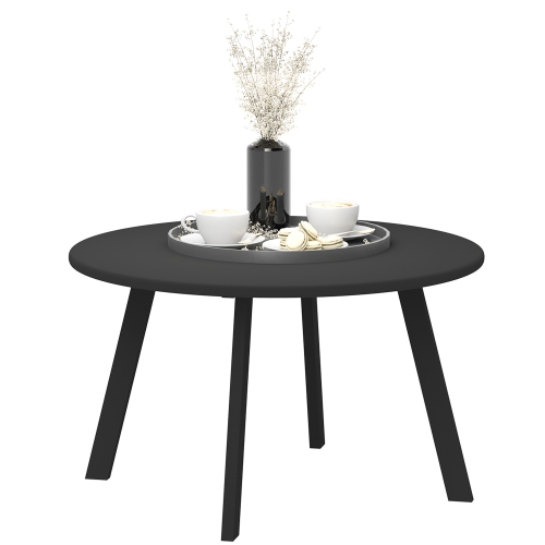 Image 1 of 9.. Outsunny 36" Patio Coffee Table, Round Outdoor Side Table with Weather Resistant Metal Frame and Non-Slip Foot Pads for Garden, Balcony, Backyard,