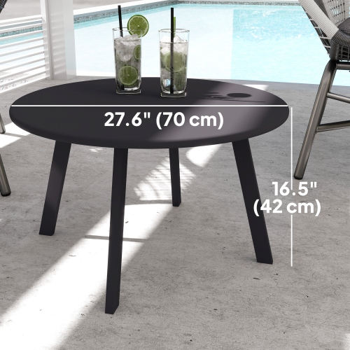Outsunny 36" Patio Coffee Table, Round Outdoor Side Table with Weather Resistant Metal Frame and Non-Slip Foot Pads for Garden, Balcony, Backyard,