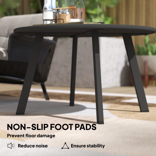Outsunny 36" Patio Coffee Table, Round Outdoor Side Table with Weather Resistant Metal Frame and Non-Slip Foot Pads for Garden, Balcony, Backyard,