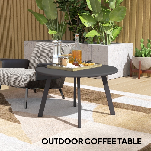 Outsunny 36" Patio Coffee Table, Round Outdoor Side Table with Weather Resistant Metal Frame and Non-Slip Foot Pads for Garden, Balcony, Backyard,