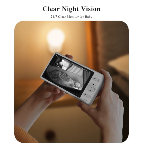 WUUK 2K Video Baby Monitor, 5.5'' Baby Monitor with 360 PTZ Color Display with 135° Wide Angle, Ultra-clear Night Vision, Baby Camera with App,