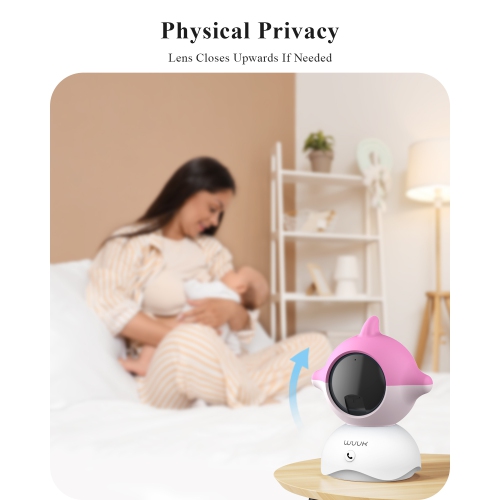 WUUK 2K Video Baby Monitor, 5.5'' Baby Monitor with 360 PTZ Color Display with 135° Wide Angle, Ultra-clear Night Vision, Baby Camera with App,