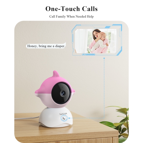 WUUK 2K Video Baby Monitor, 5.5'' Baby Monitor with 360 PTZ Color Display with 135° Wide Angle, Ultra-clear Night Vision, Baby Camera with App,