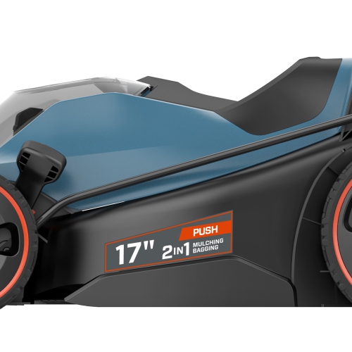 SENIX 2X2 40V Max* 17-Inch Cordless Push Lawn Mower, 2-in-1 Mulching & Bagging, Brushless Motor, 5.0 Ah Batteries and Dual-Port Charger Included