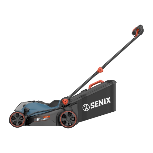 SENIX 2X2 40V Max* 15-Inch Cordless Push Lawn Mower, 2-in-1 Mulching & Bagging, Brushless Motor, 4.0 Ah Batteries and Dual-Port Charger Included