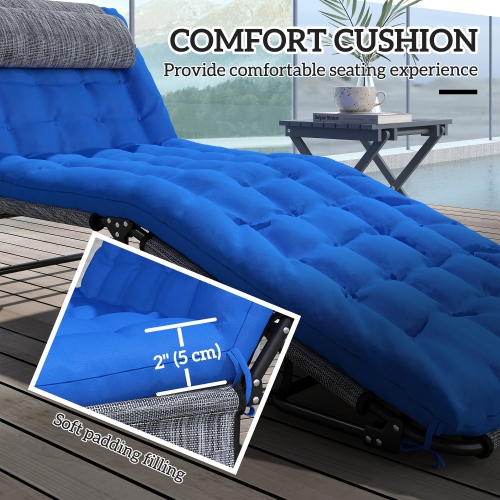 2 chaises longues pliantes Outsunny avec dossier inclinable à 4 niveaux, chaise bronzante extérieure avec coussin, chaise longue en filet perméable à