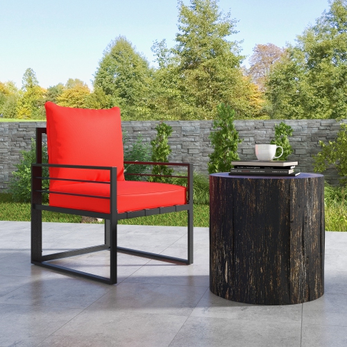 Outsunny Patio Chair Cushions, Thick Deep Seat Outdoor Seat Cushion with Back Cushion, Red