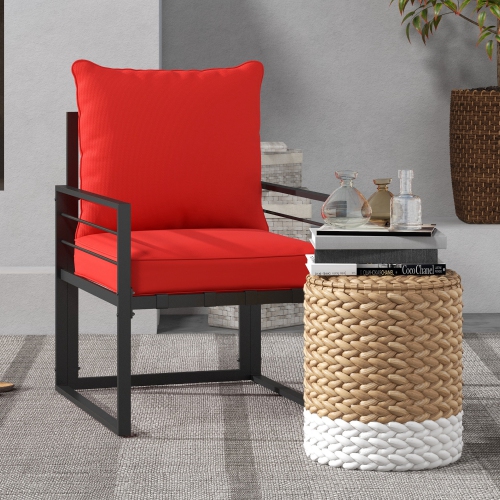 Outsunny Patio Chair Cushions, Thick Deep Seat Outdoor Seat Cushion with Back Cushion, Red