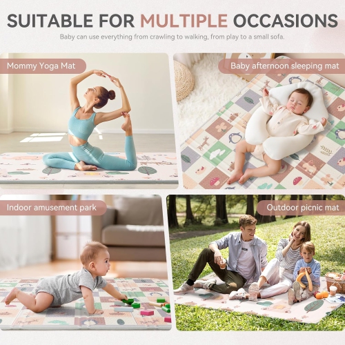 Coolhut – Tapis de jeu haut de gamme pour bébé, épais, pliable et réversible, étanche, Facile à nettoyer et à ranger, et compact pour tout-petits et