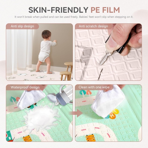 Coolhut – Tapis de jeu haut de gamme pour bébé, épais, pliable et réversible, étanche, Facile à nettoyer et à ranger, et compact pour tout-petits et