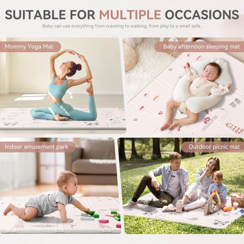 Coolhut – Tapis de jeu haut de gamme pour bébé, épais, pliable et réversible, étanche, Facile à nettoyer et à ranger, et compact pour tout-petits et