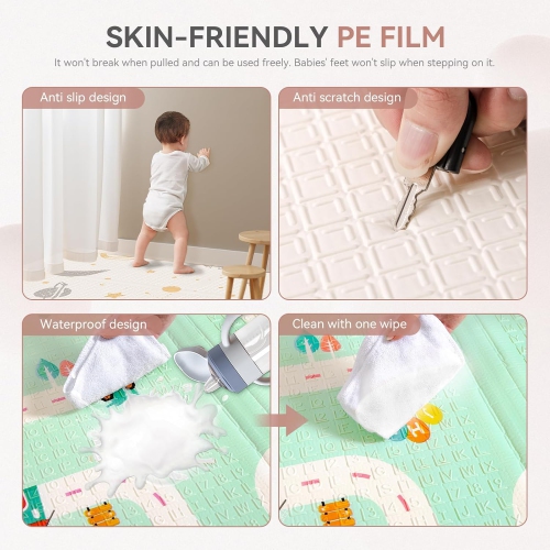 Coolhut – Tapis de jeu haut de gamme pour bébé, épais, pliable et réversible, étanche, Facile à nettoyer et à ranger, et compact pour tout-petits et