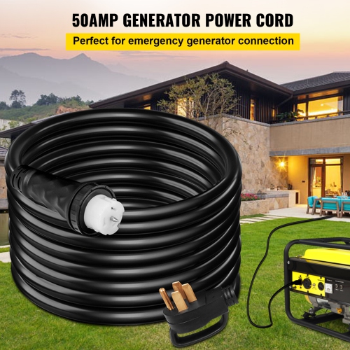 VEVOR 30Ft 50A Generator Extension Cord, STW 6/3 + 8/1 Generator Cord 125V 250V Generator Power Cord N14-50P & SS2-50R & CS6364 Twist Lock Connectors