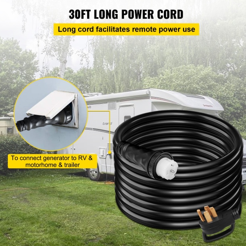 VEVOR 30Ft 50A Generator Extension Cord, STW 6/3 + 8/1 Generator Cord 125V 250V Generator Power Cord N14-50P & SS2-50R & CS6364 Twist Lock Connectors