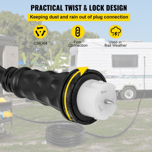 VEVOR 30Ft 50A Generator Extension Cord, STW 6/3 + 8/1 Generator Cord 125V 250V Generator Power Cord N14-50P & SS2-50R & CS6364 Twist Lock Connectors