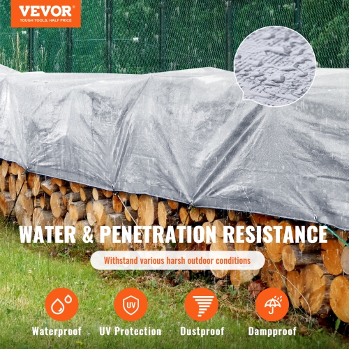 VEVOR Tarp 16 x 20 ft 10Mil Heavy Duty Waterproof Plastic Poly Tear UV Resistant