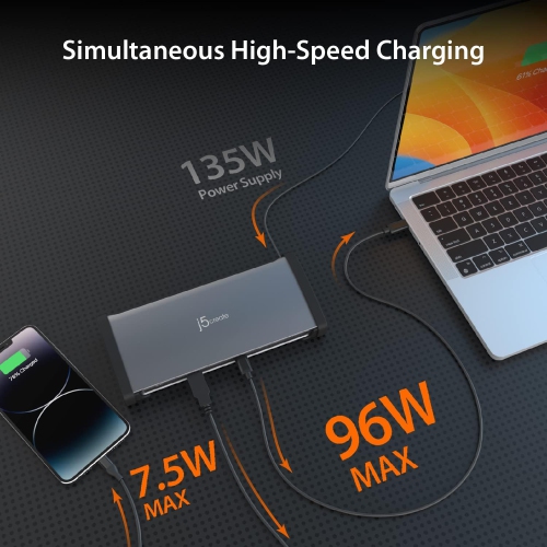 j5create 8K Thunderbolt 4 Docking Station with Max 96W Charging, Single 8K60 or Dual 4K60 Display, Thunderbolt 4 40Gbps