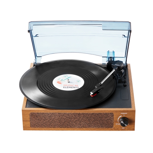 VEVOR Vinyl Record Player, 3 Speed Belt Driven Turntable Player with 3W Speaker Magnetic Cartridge, Support 33/45/78RPM Bluetooth/Aux in/RCA Output,