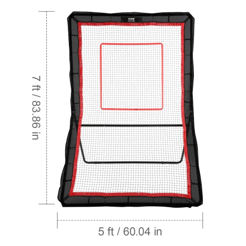 VEVOR 5x7 Ft Lacrosse Rebounder for Backyard, Volleyball Bounce Back Net, Adjustable Angle Shooting Practice Training Wall with Target