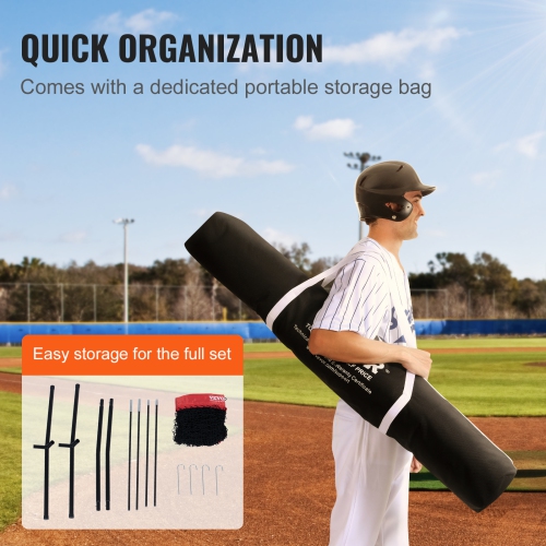 VEVOR 7x7 ft Baseball Softball Practice Net, for Hitting Batting Catching Pitching, Backstop Baseball Equipment Training Aids with Carry Bag and
