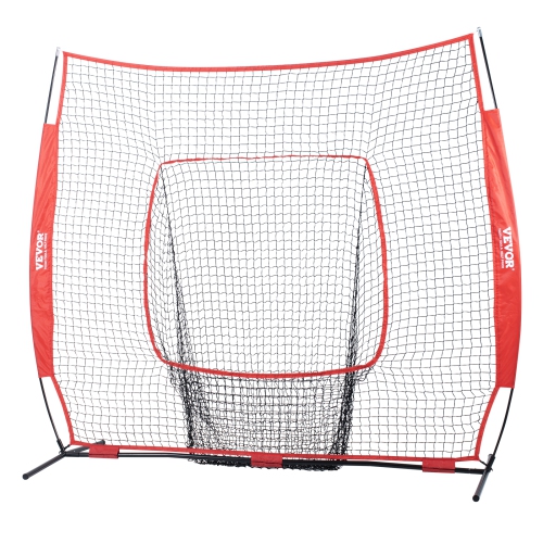 VEVOR 7x7 ft Baseball Softball Practice Net, for Hitting Batting Catching Pitching, Backstop Baseball Equipment Training Aids with Carry Bag and