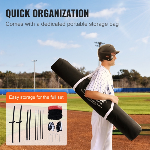 VEVOR 7x7 ft Baseball Softball Practice Net, for Hitting Batting Catching Pitching, Backstop Baseball Equipment with Bow Frame, Carry Bag, Strike