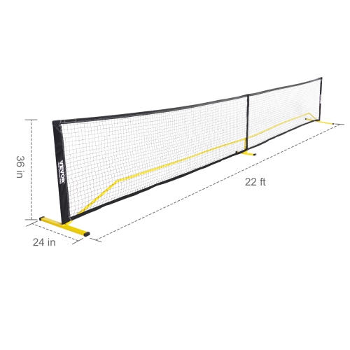 VEVOR Portable Pickleball Net System, 22FT Regulation Net, Weather Resistant Steady Metal Frame & Strong PE Net, Outdoor Game Sports Net with