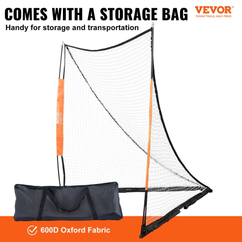 VEVOR 6' x 6' Lacrosse Goal, Lacrosse Net, Portable Lacrosse Goal with Carry Bag, Fiberglass Rod Backyard Lacrosse Training Equipment