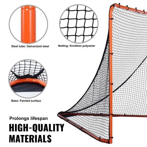 VEVOR 6' x 6' Lacrosse Goal, Lacrosse Net, Folding Portable Backyard Lacrosse Training Equipment, Steel Frame Training Net, Perfect for Youth Adult,