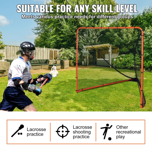 VEVOR 6' x 6' Lacrosse Goal, Lacrosse Net, Folding Portable Backyard Lacrosse Training Equipment, Steel Frame Training Net, Perfect for Youth Adult,