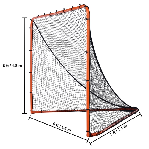 VEVOR 6' x 6' Lacrosse Goal, Lacrosse Net, Folding Portable Backyard Lacrosse Training Equipment, Steel Frame Training Net, Perfect for Youth Adult,