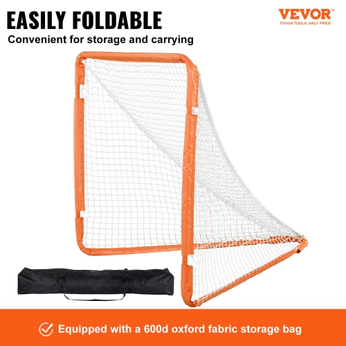 VEVOR 4' x 4' Lacrosse Goal, Small Kids Lacrosse Net, Folding Portable Lacrosse Goal with Carry Bag, Iron Frame Backyard Training Equipment, Quick &