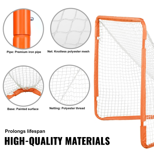 VEVOR 4' x 4' Lacrosse Goal, Small Kids Lacrosse Net, Folding Portable Lacrosse Goal with Carry Bag, Iron Frame Backyard Training Equipment, Quick &