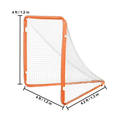 VEVOR 4' x 4' Lacrosse Goal, Small Kids Lacrosse Net, Folding Portable Lacrosse Goal with Carry Bag, Iron Frame Backyard Training Equipment, Quick &