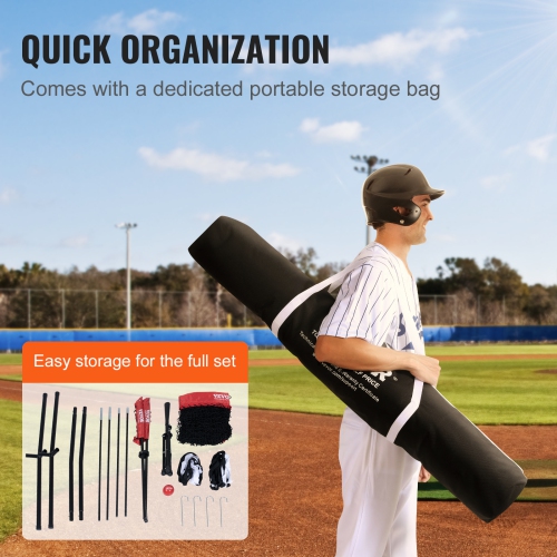 VEVOR 7x7 ft Baseball Softball Practice Net, for Hitting Catching Pitching, Backstop Baseball Equipment with Bow Frame, Carry Bag, Strike Zone, Ball,