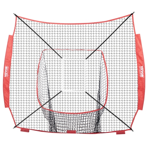 VEVOR 7x7 ft Baseball Softball Practice Net, for Hitting Batting Catching Pitching, Backstop Baseball Equipment Training Aids with Strike Zone