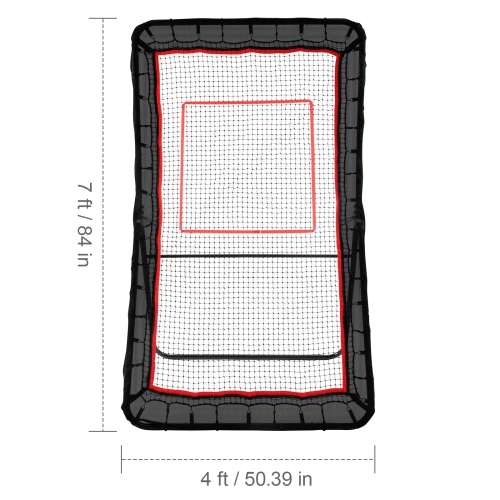 VEVOR 4x7 Ft Lacrosse Rebounder for Backyard, Volleyball Bounce Back Net, Adjustable Angle Shooting Practice Training Wall with Target