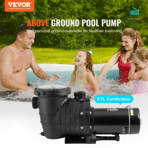 Pompe de piscine hors terre VEVOR 1,5&nbsp;HP, pompe de piscine à une vitesse de 100 gal/min, pompe de piscine 110&nbsp;V/240&nbsp;V 3450&nbsp;tr/min