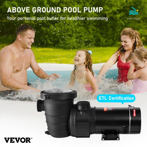 Pompe de piscine VEVOR 1,5&nbsp;HP, 1100&nbsp;W 115&nbsp;V, pompes à une vitesse pour hors terre, pompes puissantes pour piscine avec panier-filtre,