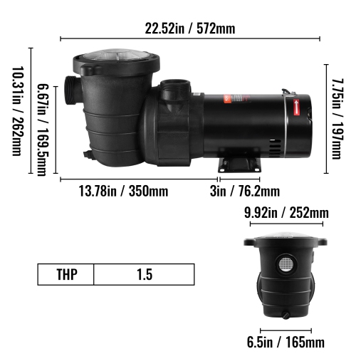 Pompe de piscine VEVOR 1,5&nbsp;HP, 1100&nbsp;W 115&nbsp;V, pompes à une vitesse pour hors terre, pompes puissantes pour piscine avec panier-filtre,