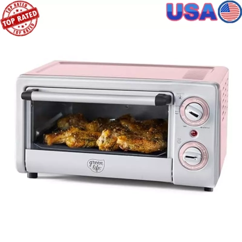 New Stainless Steel Toaster Oven Air Fryer – Nonstick Ceramic, 4-Slice Capacity
