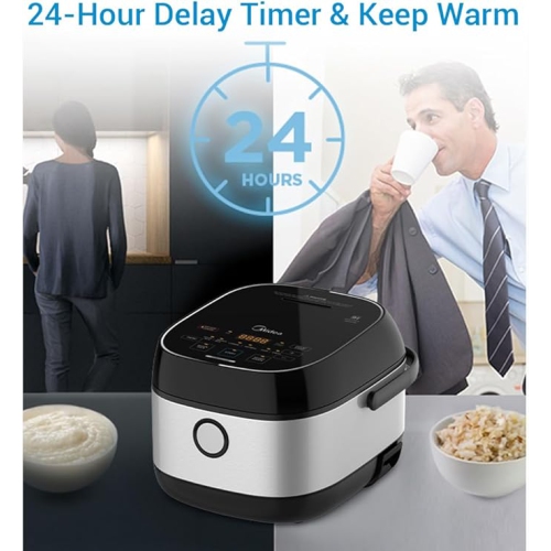 Midea Rice Cooker 6-Cup Uncooked, Induction Heating & Fuzzy Logic Technology, 24h Dealy Start & Keep Warm, Non Stick Rice Cookers, 3L, MRI301B0ADKL