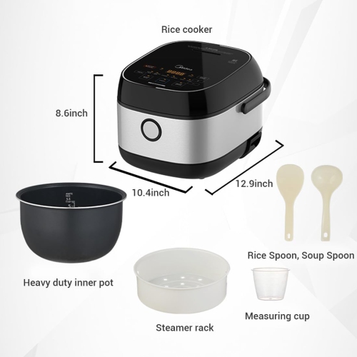 Midea Rice Cooker 6-Cup Uncooked, Induction Heating & Fuzzy Logic Technology, 24h Dealy Start & Keep Warm, Non Stick Rice Cookers, 3L, MRI301B0ADKL
